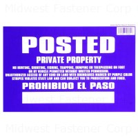 Posted Private Property Sign
8X12 PURPLE 12PK