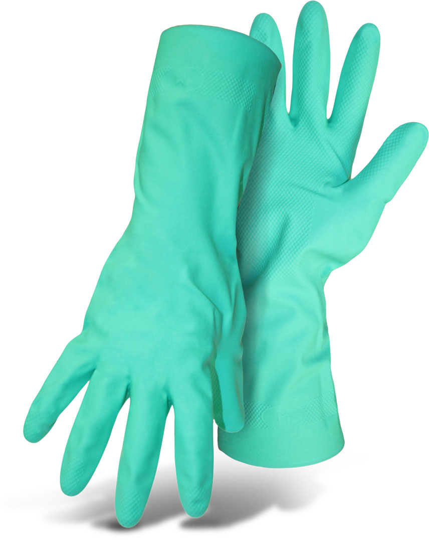 NITRLE CHEMICAL RESISTANT LG 
GLOVE UNLINED GREEN 13&quot; CUFF
15MIL
