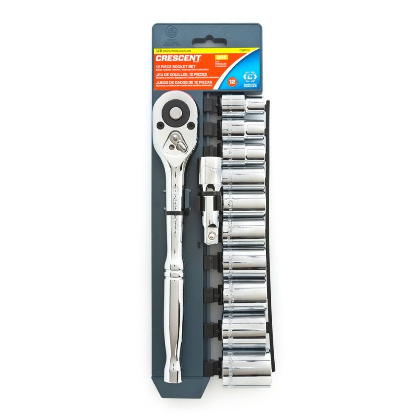 12 pc. 1/2&quot; Drive 12 point
SAE Socket Wrench Tool Set