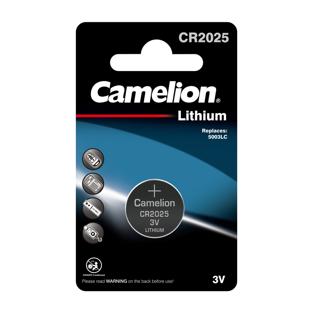 Camelion CR2025 LITHIUM 3V BUTTON COIN CELL 1PK