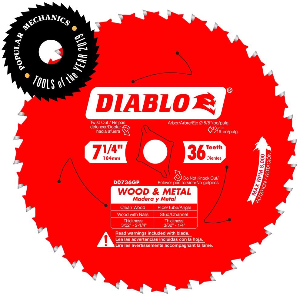 Circular Saw Blade 7-1/4&#39;&#39; x
36T Ferrous Metal &amp; WOOD
Cutting 