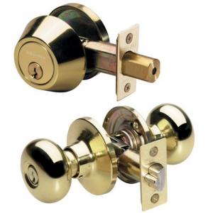 LOCKSET MASTER COMBO BRASS BISCUIT KNOB ENTRY SET WITH