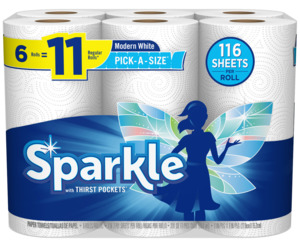 SPARKLE 6PK GIANT ROLL WHITE PAPER TOWEL PICK A SIZE 